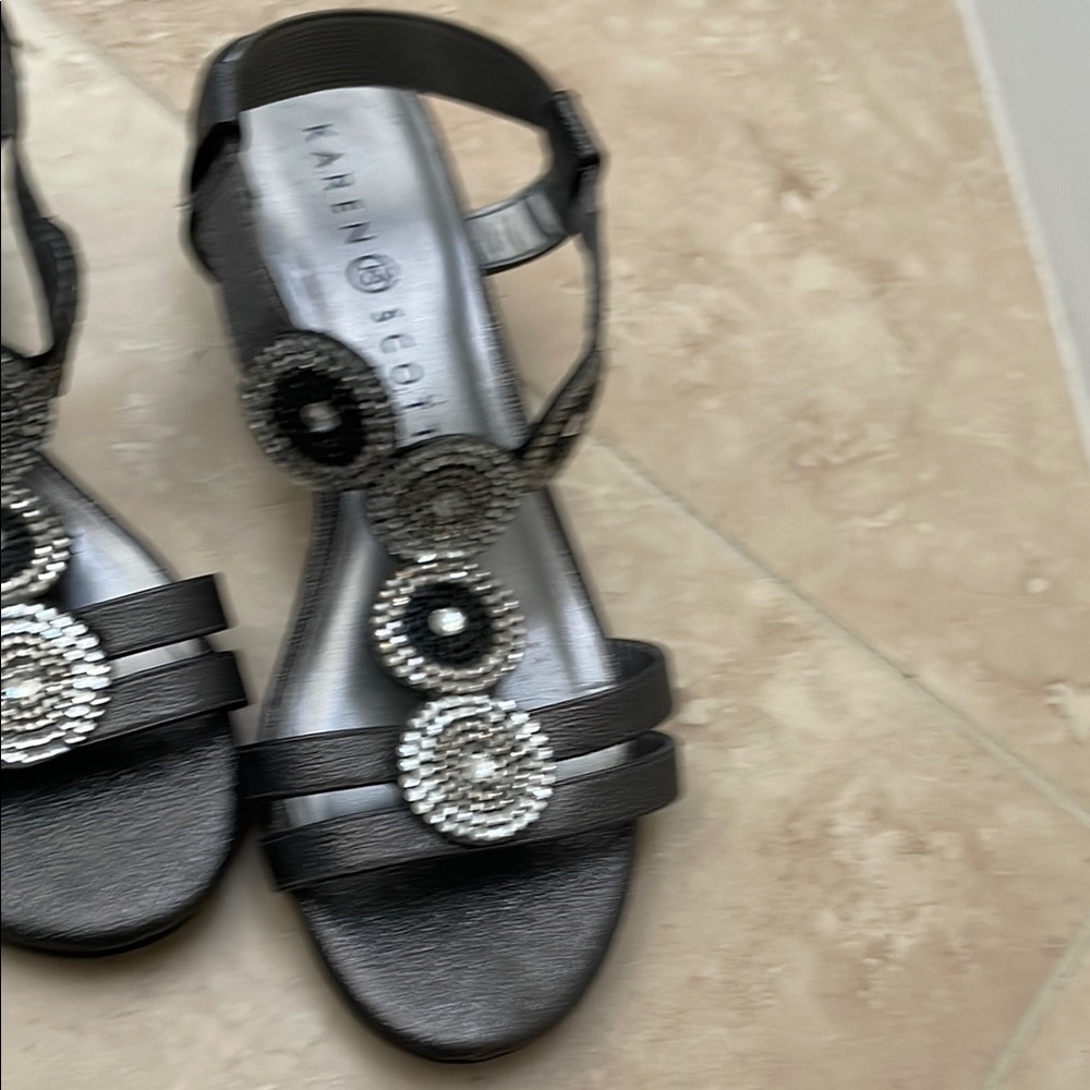 Karen Scott Black Beaded Sandals